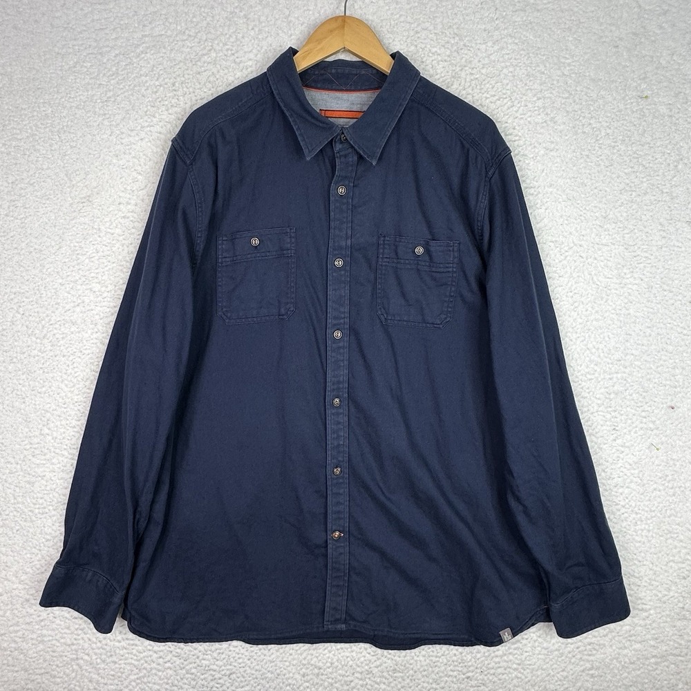The North Face Men's XXL Navy Red Speckle Long Sleeve Button Up Cotton Shirt